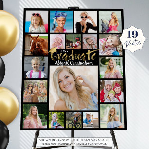 Graduation Party 19 Photo Collage Black Gold Foam Board