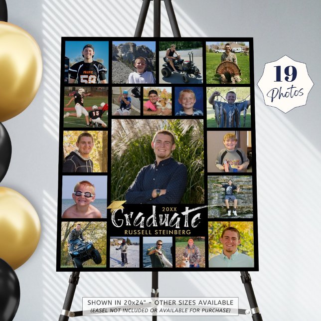 Graduation Party 19 Photo Collage Brush Typography Foam Board (Creator Uploaded)