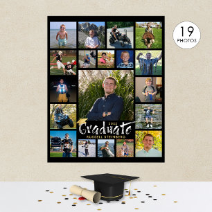 Graduation Party 19 Photo Display Brush Typography Poster