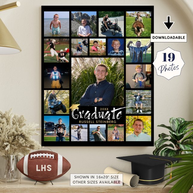 Graduation Party 19 Photo Display Brush Typography Poster (Creator Uploaded)