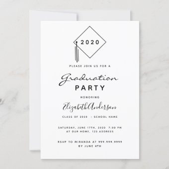 Graduation party 2022 modern black white topper invitation | Zazzle