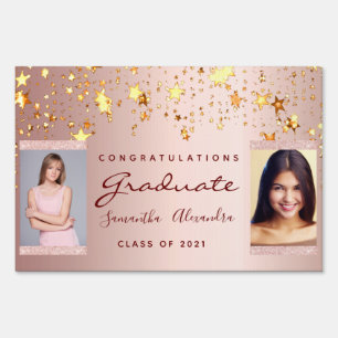 Graduation party 2022 photo rose gold stars duo sign