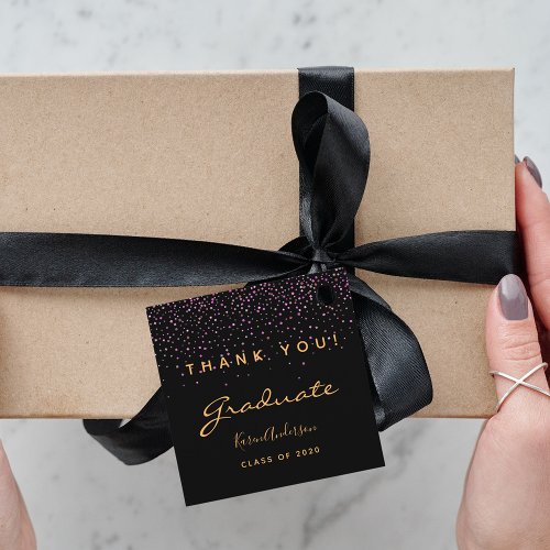 Graduation party 2024 black purple gold thank you favor tags