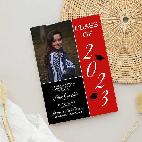 Graduation Party 2024 Grad Hat Red Invitation