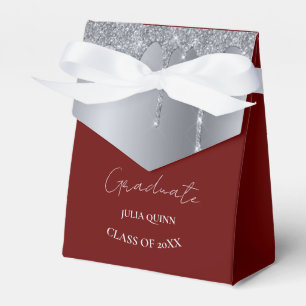 Graduation party 2024 graduate black Silver Favor Boxes
