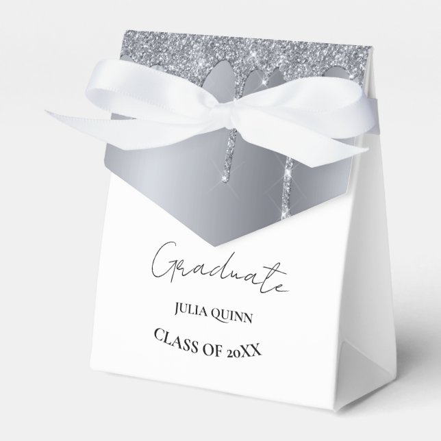Graduation party 2024 graduate black Silver Favor Boxes (Front Side)