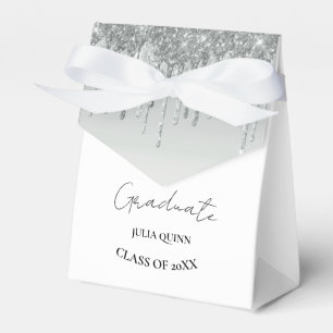 Graduation party 2024 graduate black Silver Favor Boxes