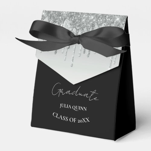 Graduation party 2024 graduate black Silver Favor Boxes