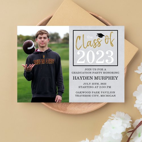 Graduation Party 2024 Open House Photo Gold Invitation