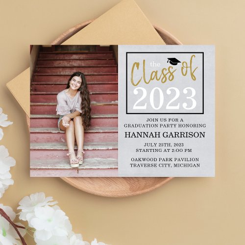 Graduation Party 2024 Open House Photo Gold Invitation