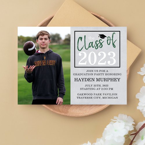 Graduation Party 2024 Open House Photo Green Invitation