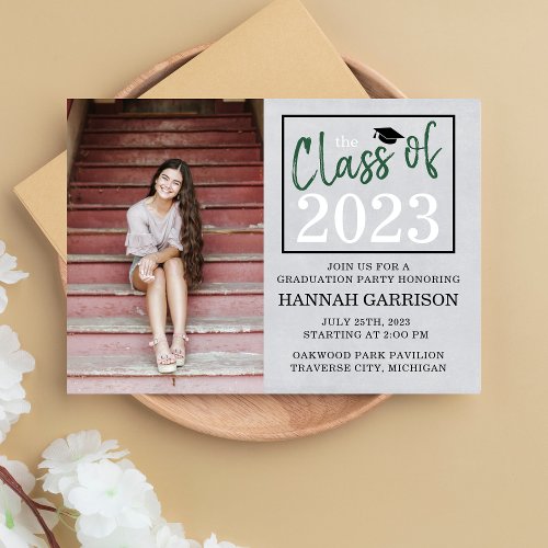 Graduation Party 2024 Open House Photo Green Invitation