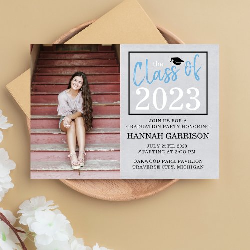 Graduation Party 2024 Open House Photo Light Blue  Invitation