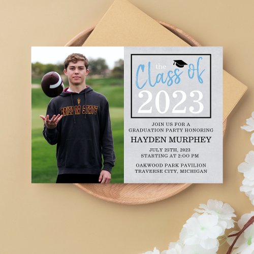 Graduation Party 2024 Open House Photo Light Blue Invitation