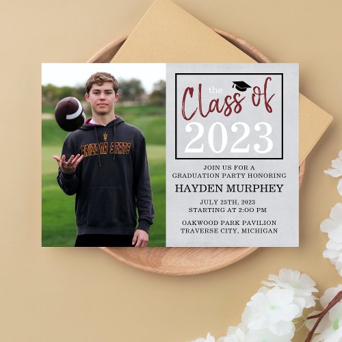 Graduation Party 2024 Open House Photo Maroon Invitation