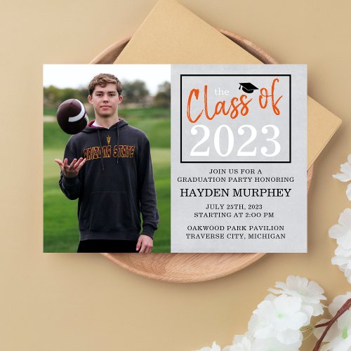 Graduation Party 2024 Open House Photo Orange Invitation