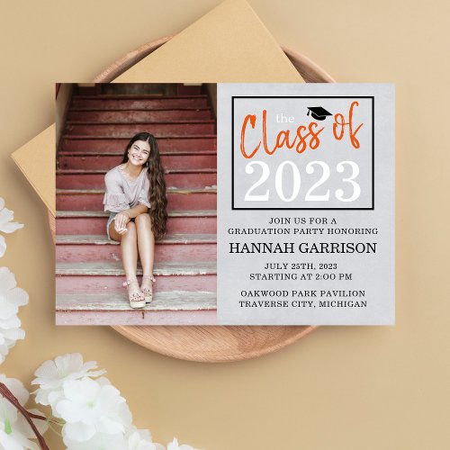 Graduation Party 2024 Open House Photo Orange Invitation