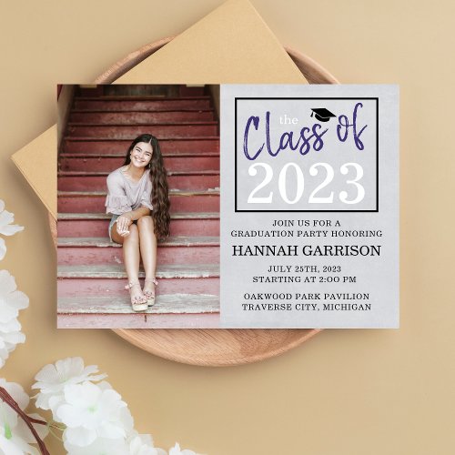 Graduation Party 2024 Open House Photo Purple Invitation