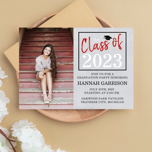 Graduation Party 2024 Open House Photo Red Invitation