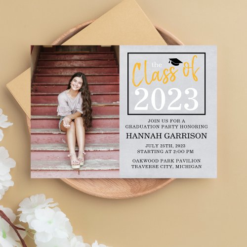 Graduation Party 2024 Open House Photo Yellow Invitation