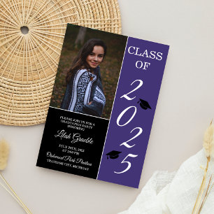 Graduation Party 2025 Grad Hat Purple Invitation