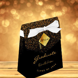 Graduation party 2025 graduate black gold girl favor boxes