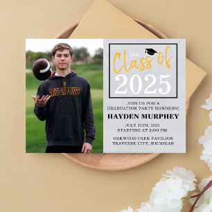 Graduation Party 2025 Open House Photo Yellow Invitation