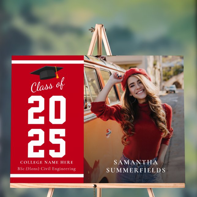 Graduation Party 2025 Photo Grad Acrylic Sign (Neutral)