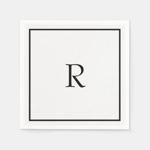 Graduation Party 2026 Black White Monogram Initial Napkins