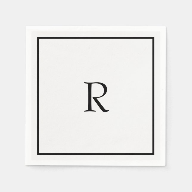 Graduation Party 2026 Black White Monogram Initial Napkins (Front)