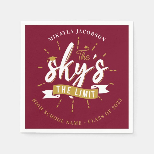 Graduation Party 2026 Burgundy Grad Paper Napkins (Front)
