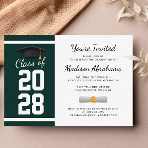 Graduation Party 2026 Grad Green White Invitation