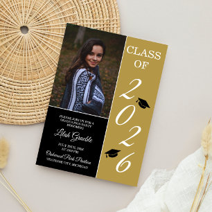Graduation Party 2026 Grad Hat Gold Invitation