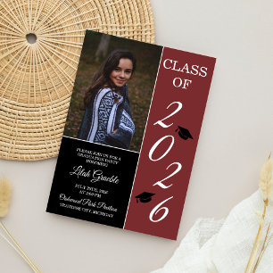 Graduation Party 2026 Grad Hat Maroon Invitation
