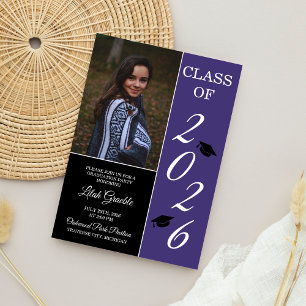 Graduation Party 2026 Grad Hat Purple Invitation