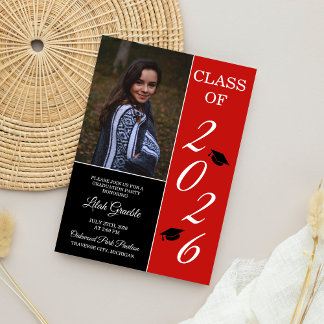 Graduation Party 2026 Grad Hat Red Invitation