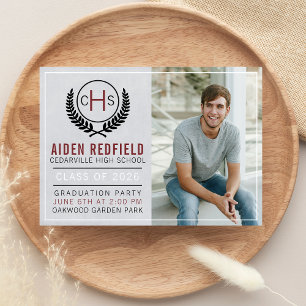 Graduation Party 2026 Monogram Maroon Invitation