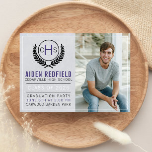 Graduation Party 2026 Monogram Purple Invitation