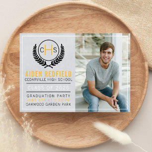 Graduation Party 2026 Monogram Yellow Invitation