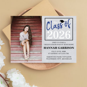 Graduation Party 2026 Open House Photo Blue Invitation