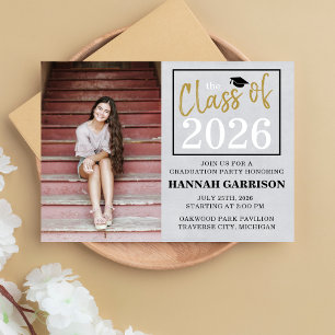 Graduation Party 2026 Open House Photo Gold Invitation
