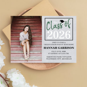 Graduation Party 2026 Open House Photo Green Invitation