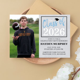 Graduation Party 2026 Open House Photo Light Blue Invitation