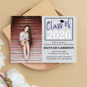 Graduation Party 2026 Open House Photo Purple Invitation