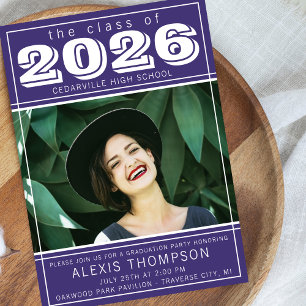 Graduation Party 2026 Open House Photo Purple Invitation