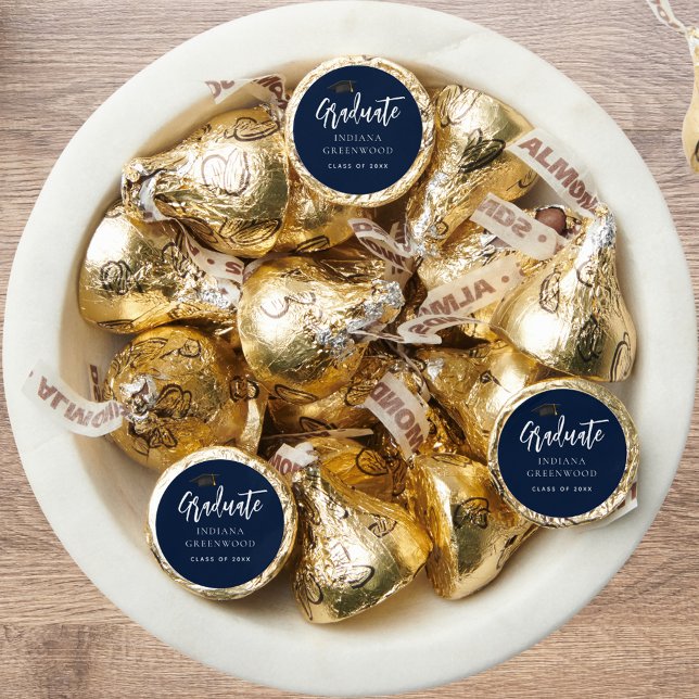 Graduation Party 2026 Script Navy Blue Modern Hershey®'s Kisses® (Graduation Party 2025 Script Navy Blue Modern Hershey®'s Kisses®)