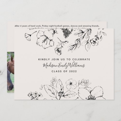 Graduation Party 3 Photo Botanical Script Invitation