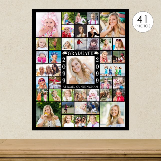 Graduation Party 41 Photo Collage Personalized Poster (Creator Uploaded)