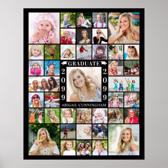 Graduation Party 41 Photo Collage Personalized Poster (Front)