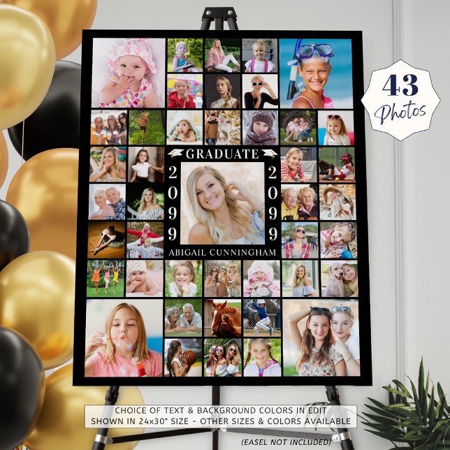 Graduation Party 43 Photo Collage Personalized Foam Board (Creator Uploaded)
